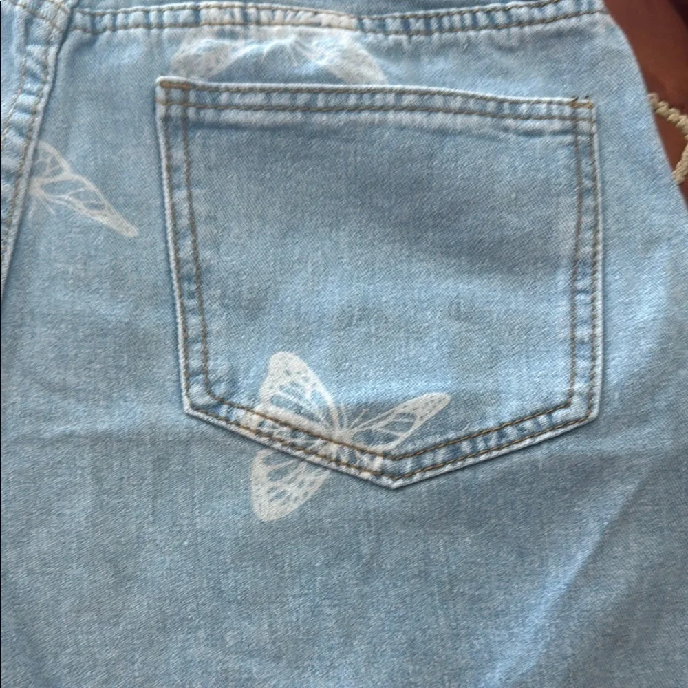 SHEIN Blue Jean Shorts with Distressed Butterfly Design